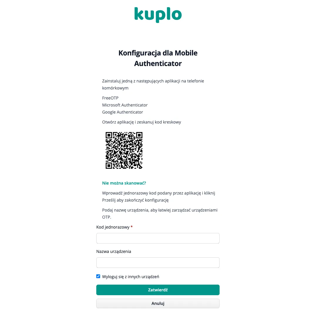 Formularz 2FA Formularz 2FA