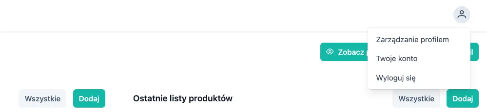 Menu użytkownika Menu użytkownika