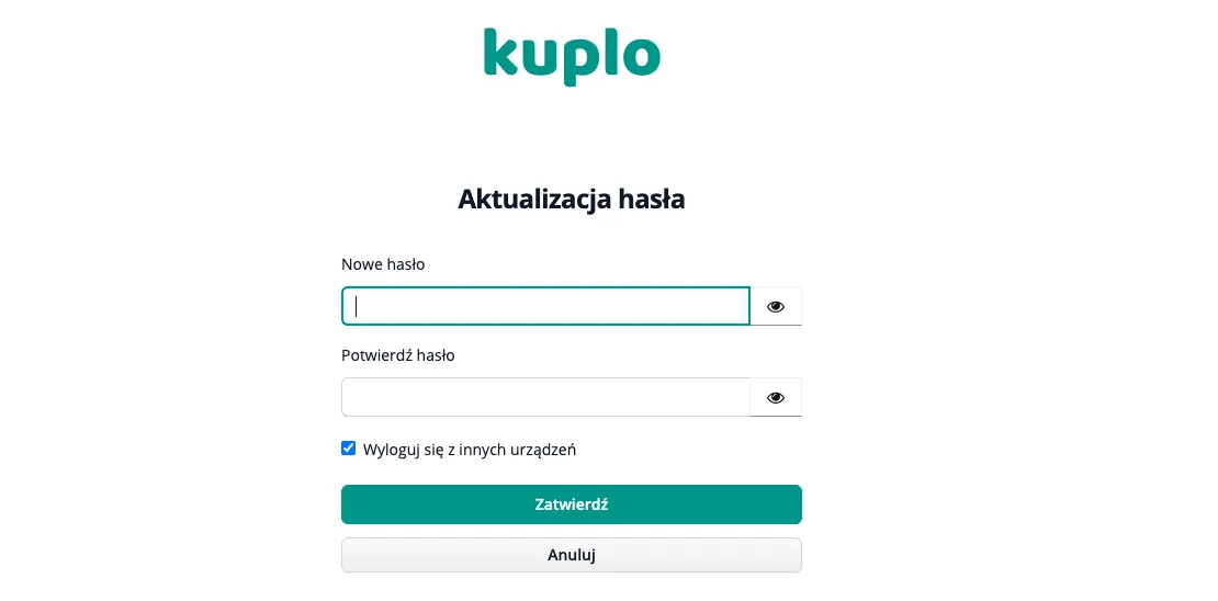 Formularz zmiany hasła Formularz zmiany hasła