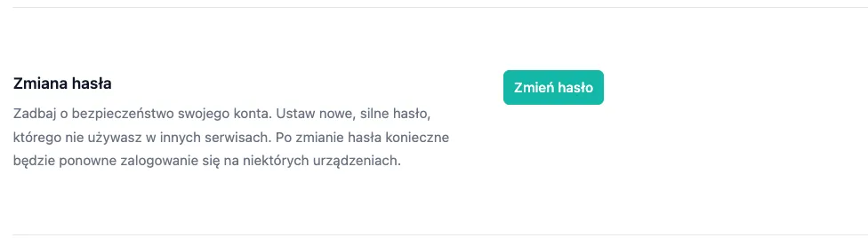 Sekcja zmiana hasła Sekcja zmiana hasła